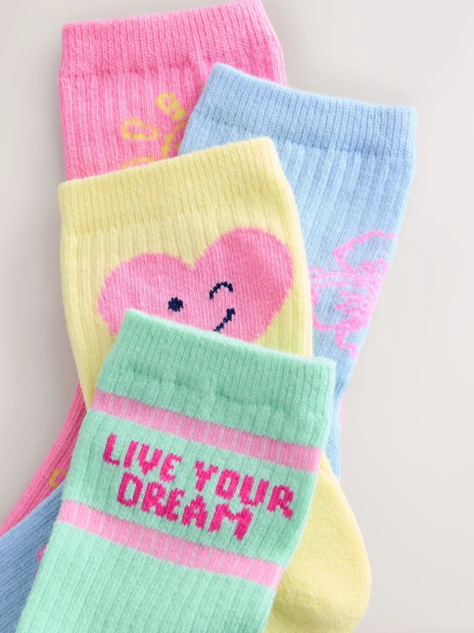 Next Motif multicolore - Chaussettes de cheville à semelle coussinée en coton riche 4 Pack Best