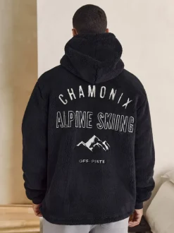 Next - Sweat à capuche en peau lainée motif Noir Calvin Klein Clearance