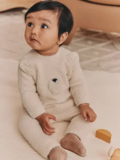 Next - Ensemble haut et legging en maille (0mois-2ans) Motif ours neutre New