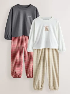 Next Motif ours neutre - Lot de 2 pyjamas tissés à carreaux (3-16ans)