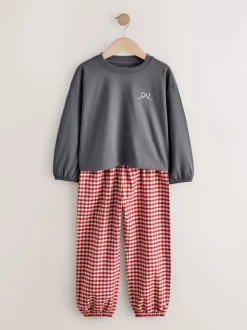 Next Motif ours neutre - Lot de 2 pyjamas tissés à carreaux (3-16ans)