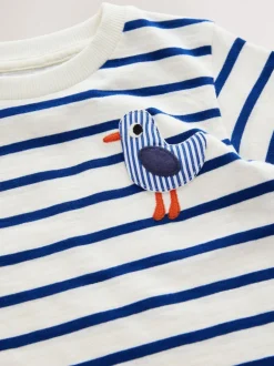 Next Mouette rayure blanc/bleu - T-shirt rembourré 3D à manches courtes (3mois7ans) Best