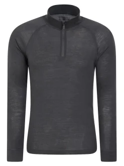 Mountain Warehouse Haut thermique à col zippé en mérinos II homme New