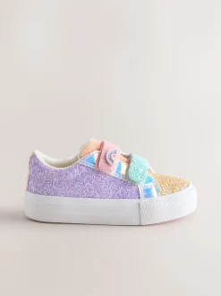 Next Multi arc-en-ciel pailleté - Chunky Trainers With Fermeture par contact Best