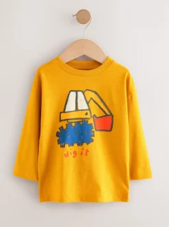 Next - Lot de 3 t-shirts imprimés graphiques à manches longues (3mois-7ans) Multi Digger Best