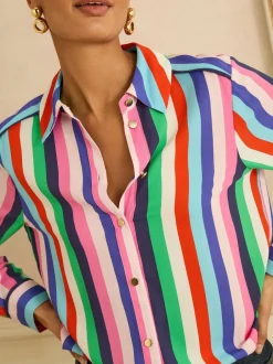 Love & Roses Multi Stripe (Multi Stripe) - chemise boutonnée à manches longues New