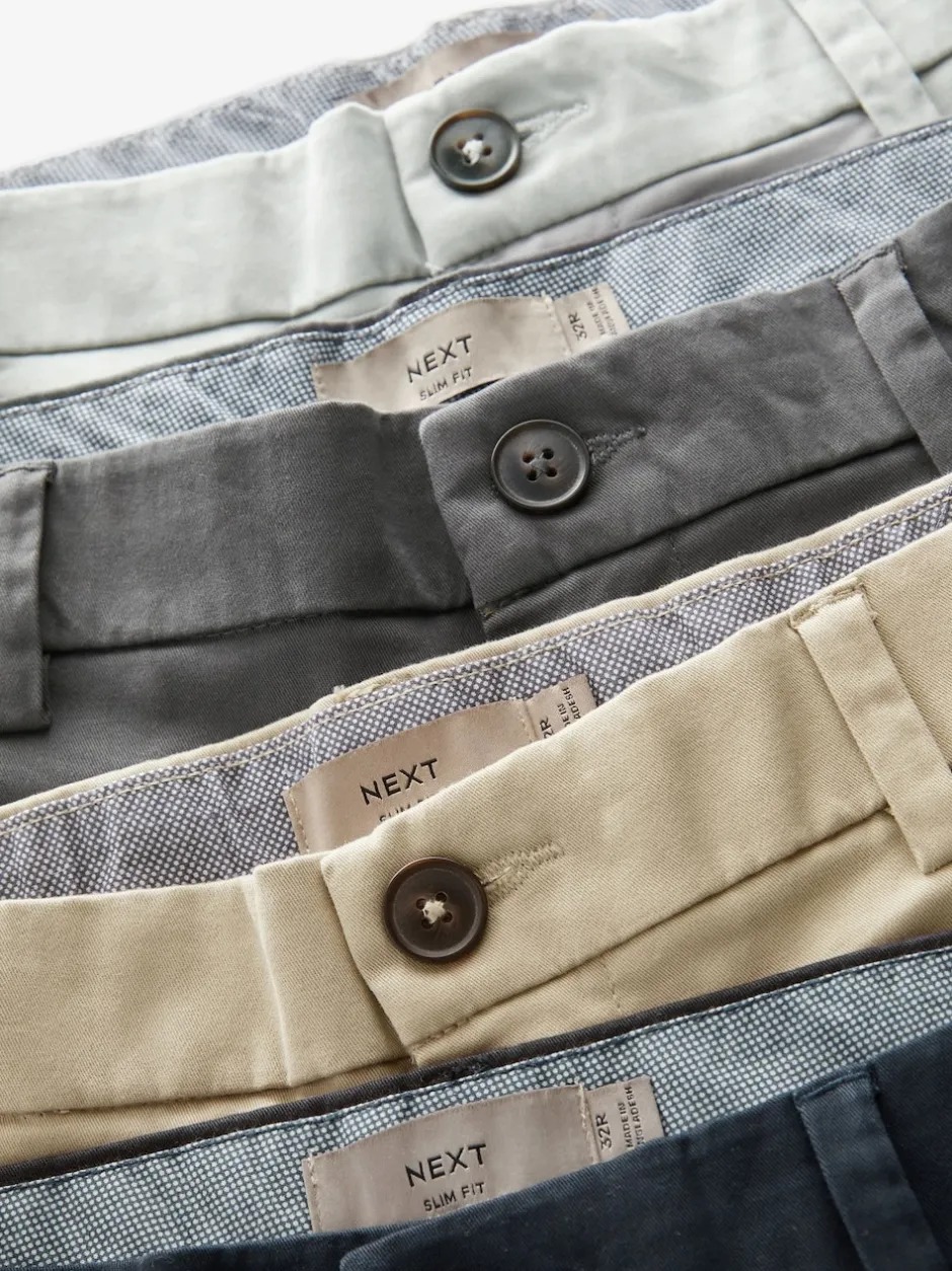 Next Multicolore - - Short chino extensible 4 Pack Ajustement droit New