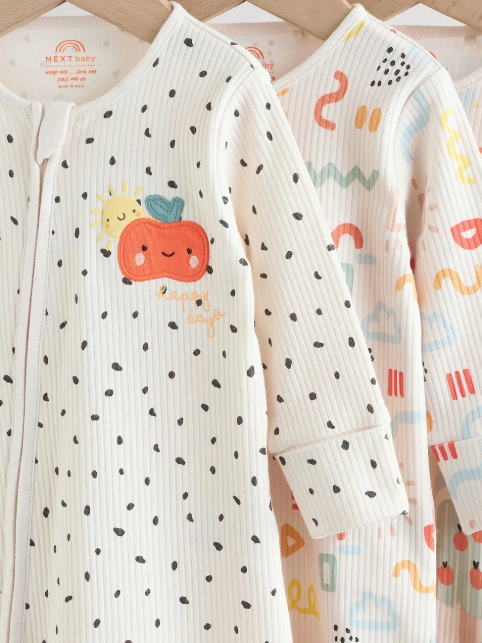 Next Multicolore - Combinaison de nuit zippée pour bébé 3 Pack (0-2ans) Clearance