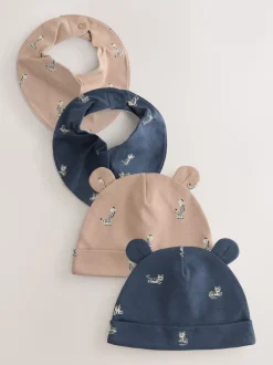 Next Multicolore - Ensemble 4 pièces bonnet et bavoirs bébé (0-18mois) New