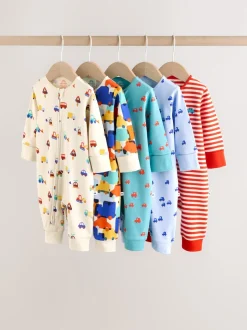 Next Multicolore - Lot de 5 Combinaisons de nuit zippées deux sens pour BÉBÉ (0mois à3ans) Clearance