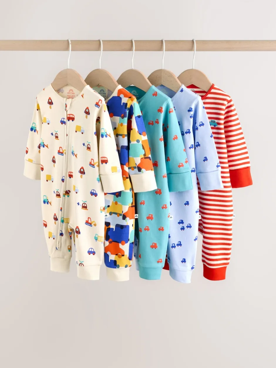 Next Multicolore - Lot de 5 Combinaisons de nuit zippées deux sens pour BÉBÉ (0mois à3ans) Clearance