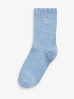 Next Multicolore - Lot de 7 paires de chaussettes de sport enrichies en coton avec cœur brodé Online