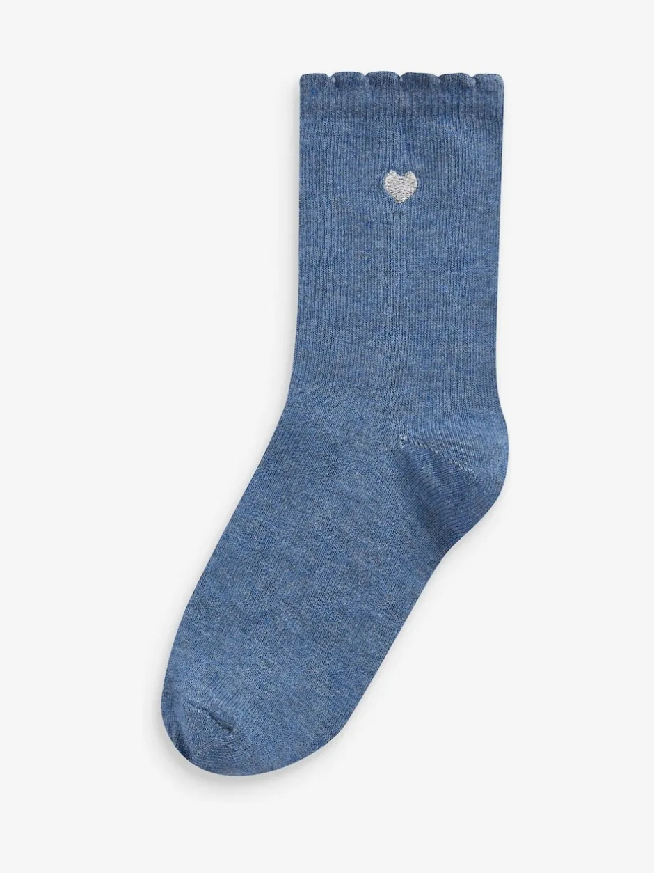 Next Multicolore - Lot de 7 paires de chaussettes de sport enrichies en coton avec cœur brodé Online