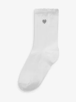 Next Multicolore - Lot de 7 paires de chaussettes de sport enrichies en coton avec cœur brodé Online