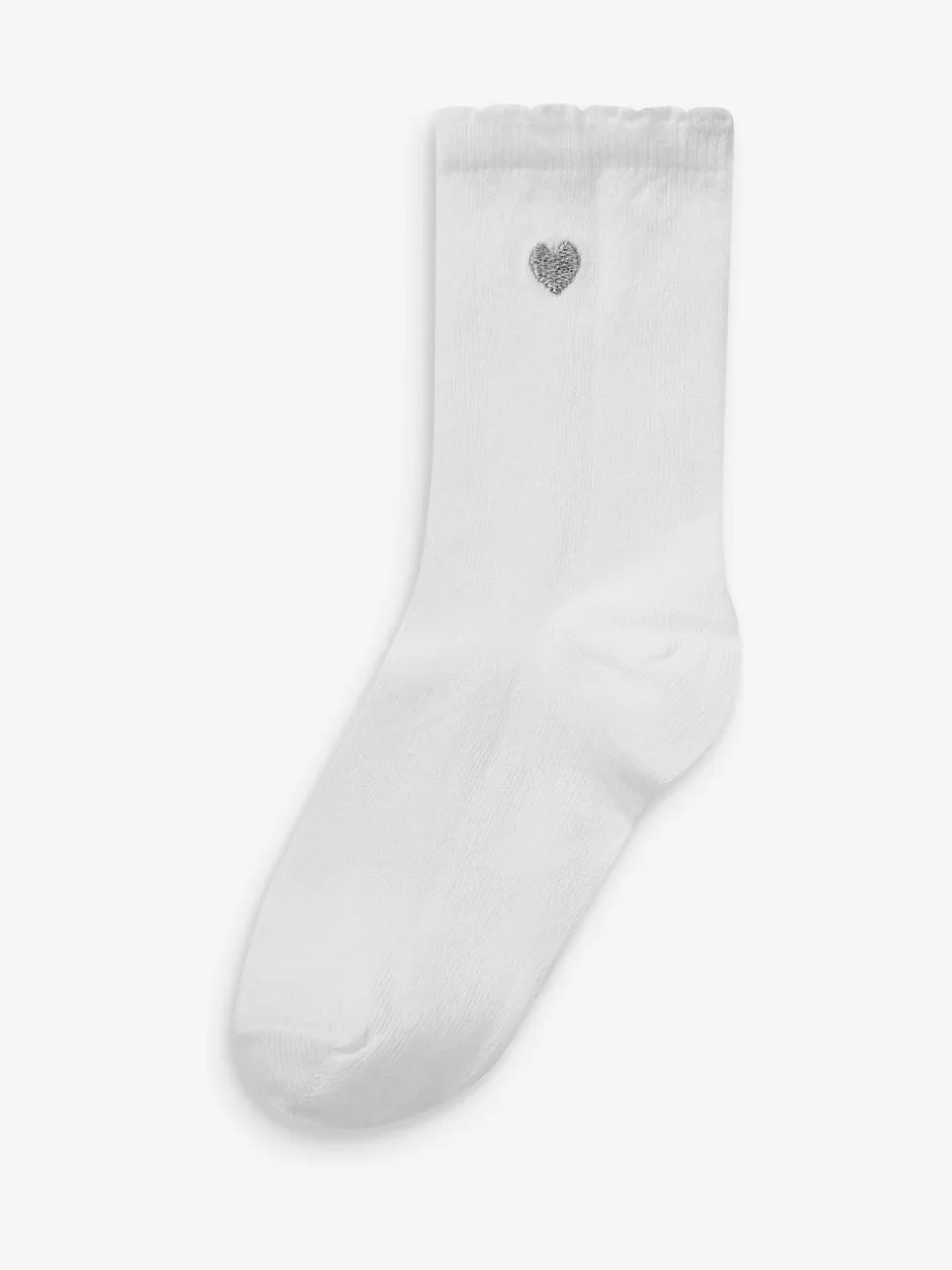 Next Multicolore - Lot de 7 paires de chaussettes de sport enrichies en coton avec cœur brodé Online