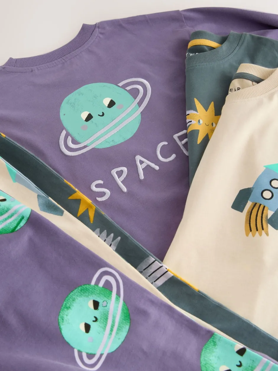 Next - Lot de 3 pyjamas oversize (9mois-10ans) Multicolore Hot