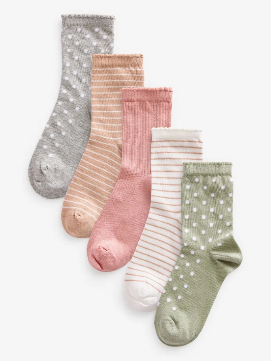 Next Multicolore - Paquet de 5 chaussettes de cheville en coton riche Outlet