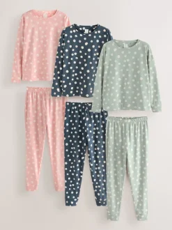 Next Multicolore à pois - Pyjama à manches longues 3 Pack Best