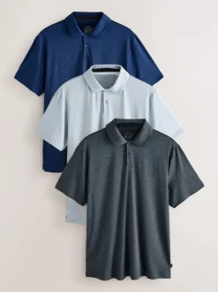 Next Multicolore - Polo d'entraînement Active Golf Mesh Hauts 3 Pack Hot