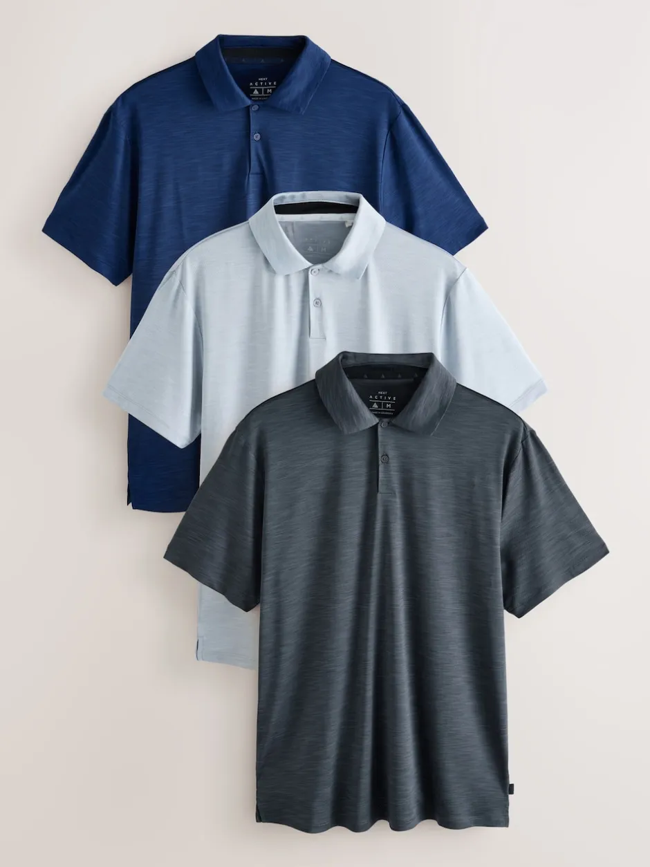 Next Multicolore - Polo d'entraînement Active Golf Mesh Hauts 3 Pack Hot