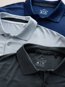 Next Multicolore - Polo d'entraînement Active Golf Mesh Hauts 3 Pack Hot