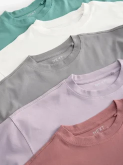 Next Multicolore - T-shirt 100% coton à manches courtes 5 Lot Outlet