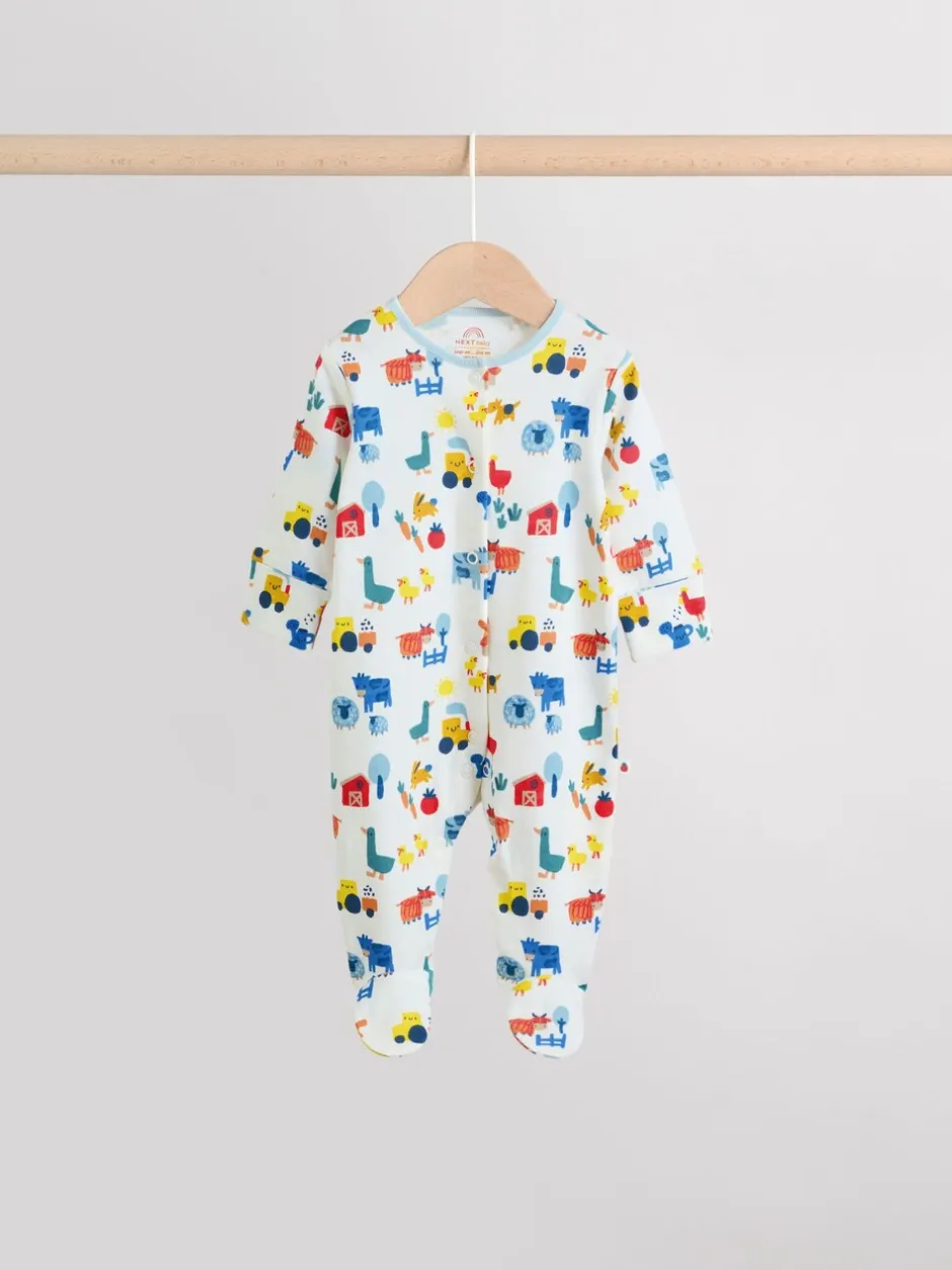 Next Multicolore Ferme - 3 Pack Baby Sleepsuits (0mths-2yrs)