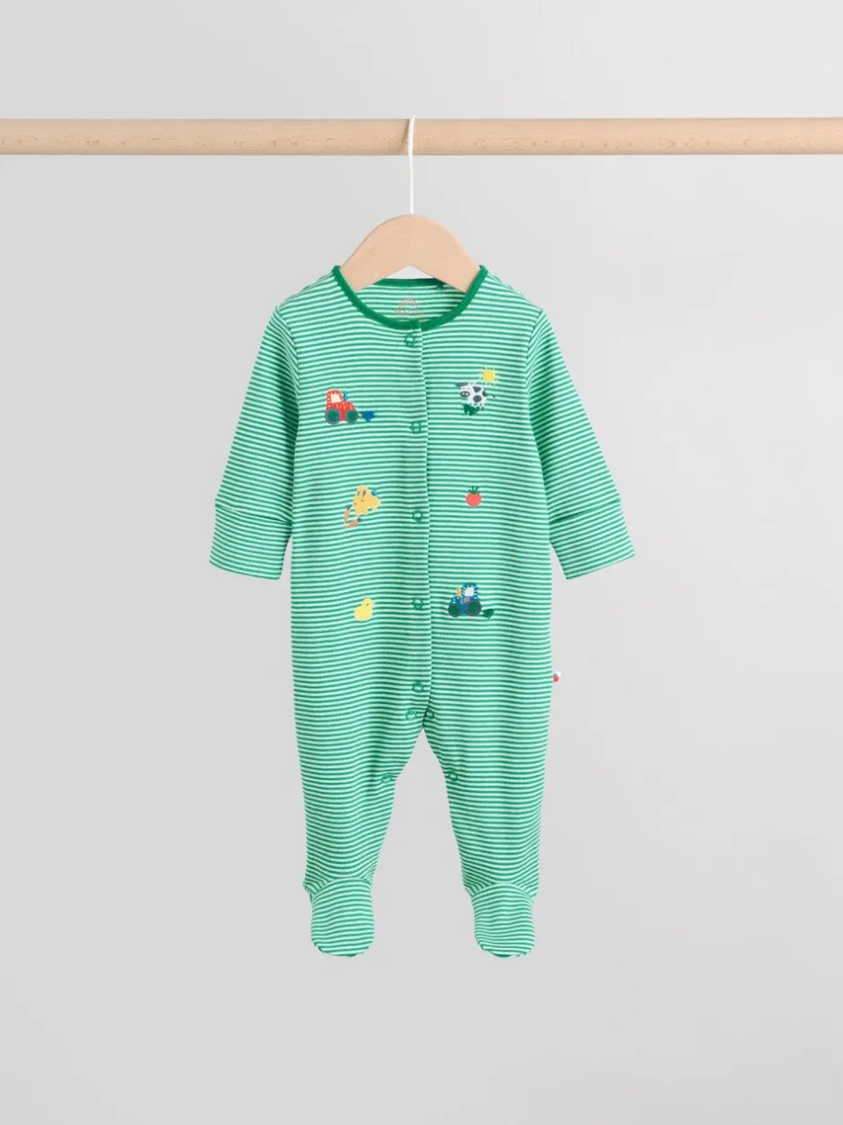 Next Multicolore Ferme - 3 Pack Baby Sleepsuits (0mths-2yrs)