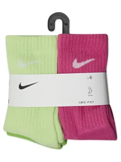 Nike - Lot de 6 chaussettes Performance Col rond Multicolore fluo