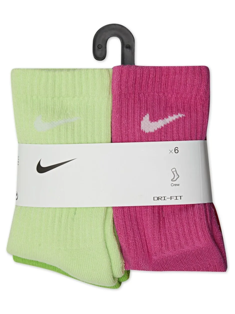 Nike - Lot de 6 chaussettes Performance Col rond Multicolore fluo