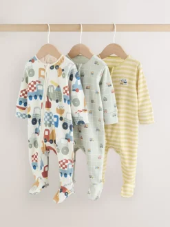 Next Multicolore motif transport - Combinaisons de nuit à fermeture éclair pour bébés 3 Pack (0mths-2yrs) Best