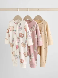 Next Multicolore Nourriture Personnage - Combinaisons de nuit à fermeture éclair pour bébés 3 Pack (0mths-3yrs) New