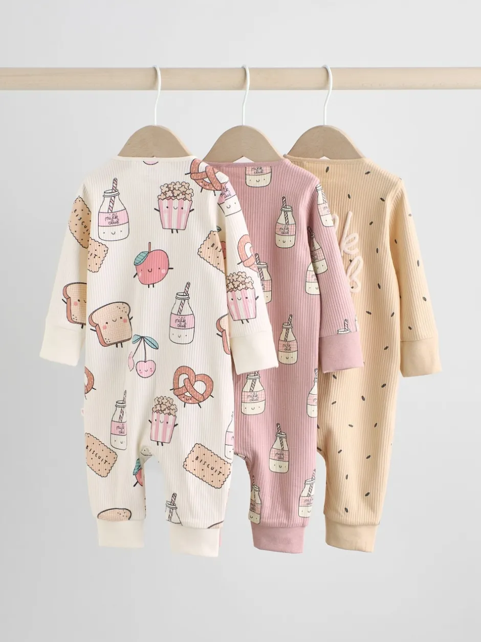 Next Multicolore Nourriture Personnage - Combinaisons de nuit à fermeture éclair pour bébés 3 Pack (0mths-3yrs) New