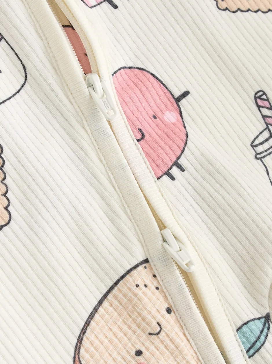 Next Multicolore Nourriture Personnage - Combinaisons de nuit à fermeture éclair pour bébés 3 Pack (0mths-3yrs) New