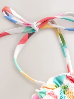 Next Multicolore/Blanc à Carreaux vifs - Maillot de bain bandeau froncé pour le contrôle du ventre Clearance