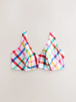 Next Multicolore/Blanc à Carreaux vifs - F - Haut de bikini K Ultimate Support Raccourci Wired New