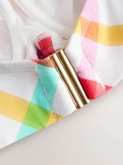 Next Multicolore/Blanc à Carreaux vifs - F - Haut de bikini K Ultimate Support Raccourci Wired New