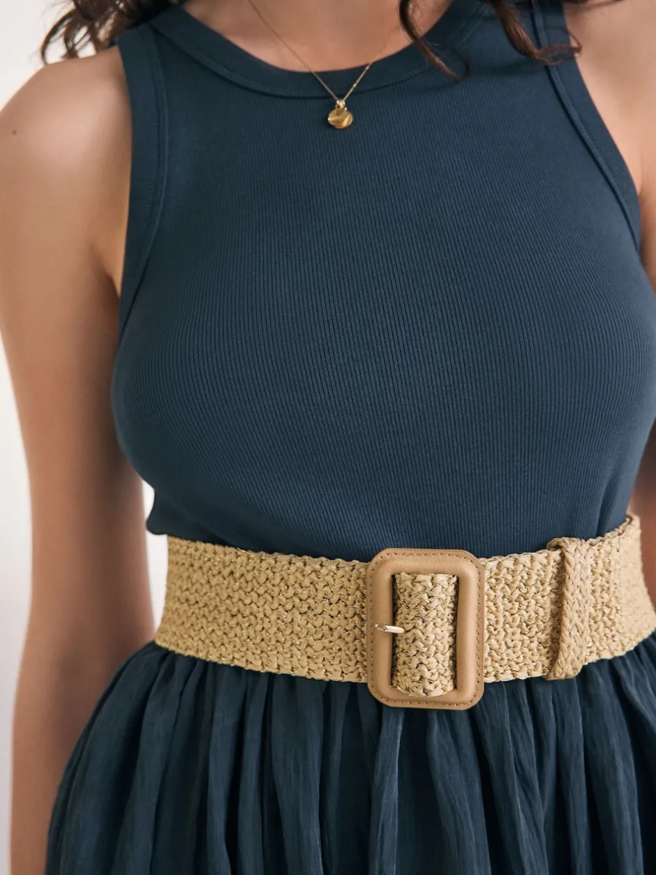 Next Naturel/doré - Large ceinture effet raphia Hot