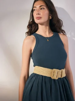 Next Naturel/doré - Large ceinture effet raphia Hot