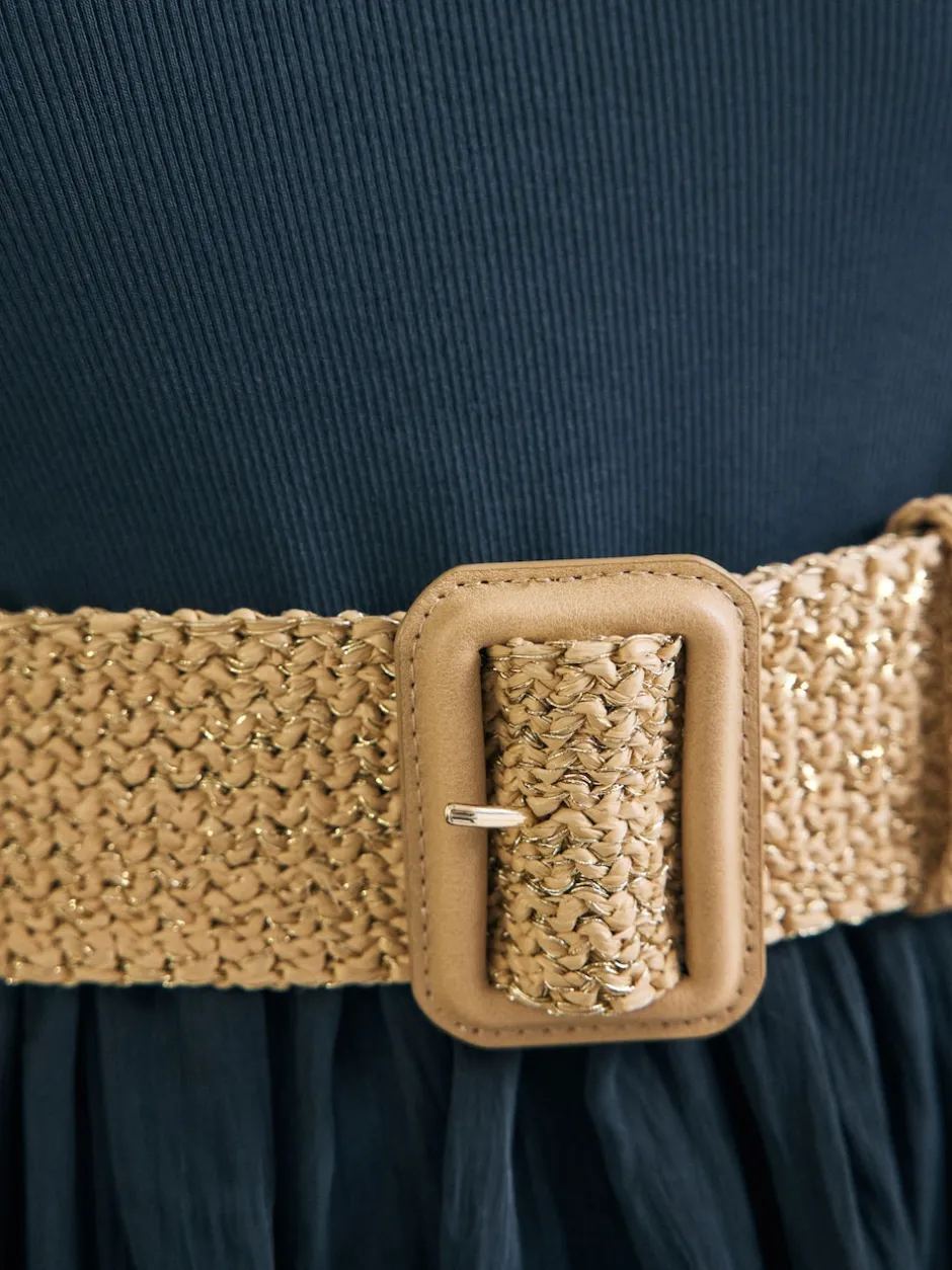 Next Naturel/doré - Large ceinture effet raphia Hot