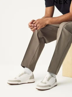 Next neutre - Baskets Chic et décontracté avec bordure en daim Clearance