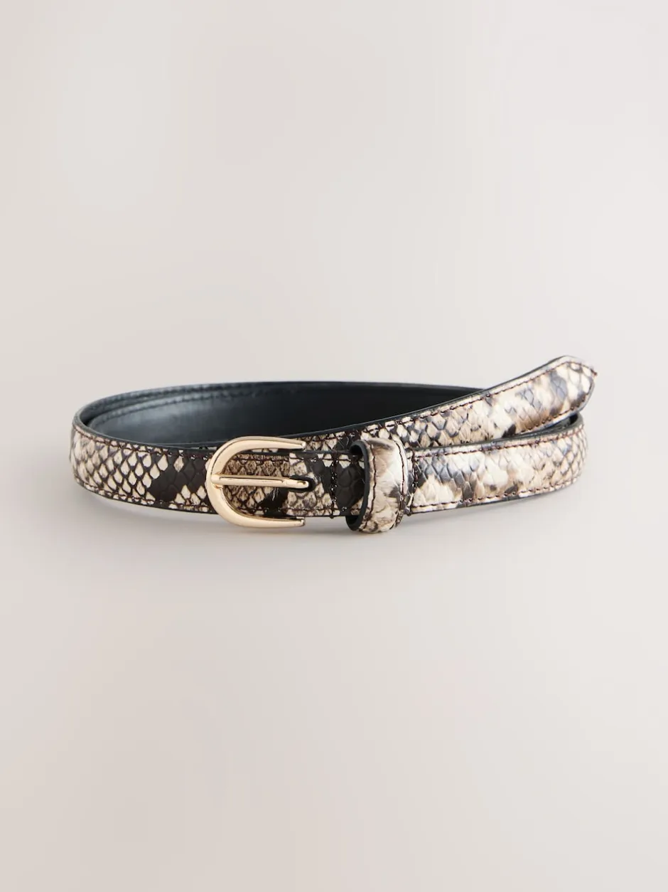 Next neutre - Ceinture en cuir skinny effet serpent