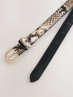 Next neutre - Ceinture en cuir skinny effet serpent