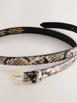 Next neutre - Ceinture en cuir skinny effet serpent