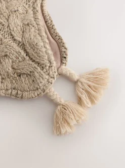 Next neutre - Chapeau à pompon inca en maille torsadée (3mois-10ans) Outlet