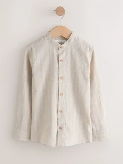 Next - Chemise à manches longues Grandad Collar Lin Mix (3-16yrs) neutre Outlet