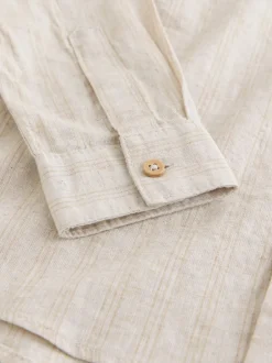 Next - Chemise à manches longues Grandad Collar Lin Mix (3-16yrs) neutre Outlet