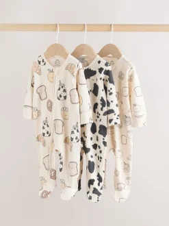 Next neutre - Combinaison de nuit zippée pour bébé 3 Pack (0-2ans) Discount