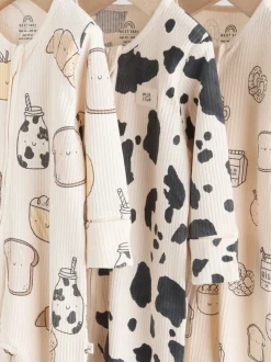 Next neutre - Combinaison de nuit zippée pour bébé 3 Pack (0-2ans) Discount