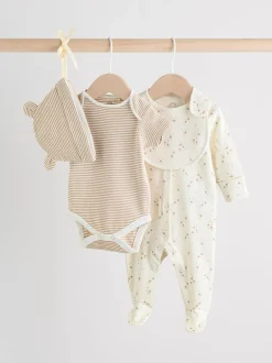 Next neutre - Combinaison de nuit bébé, Body, Bonnet et Bavoirs bébé Ensemble 4 Pièces (0-9mois) Best